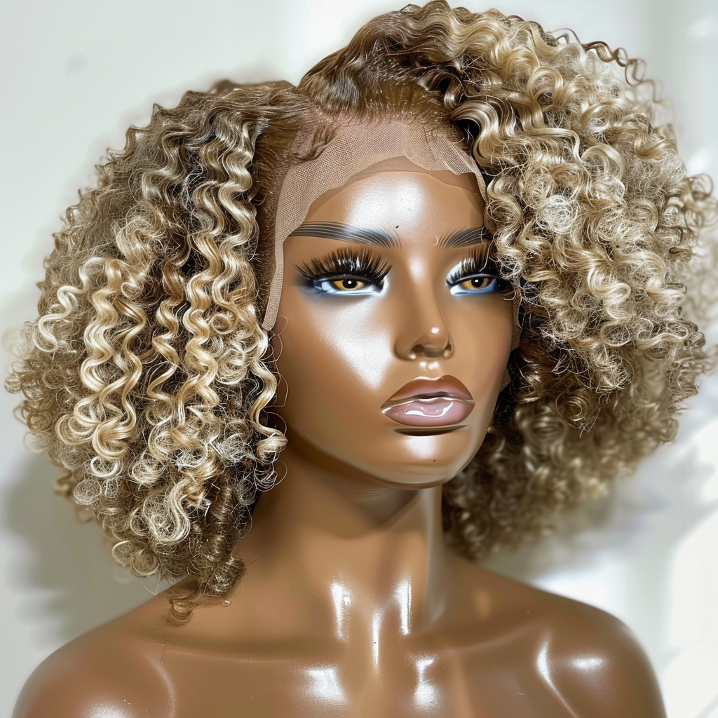 Sun-kissed Blonde Girl Era Curly Bob Wig| 13x6 Frontal Lace