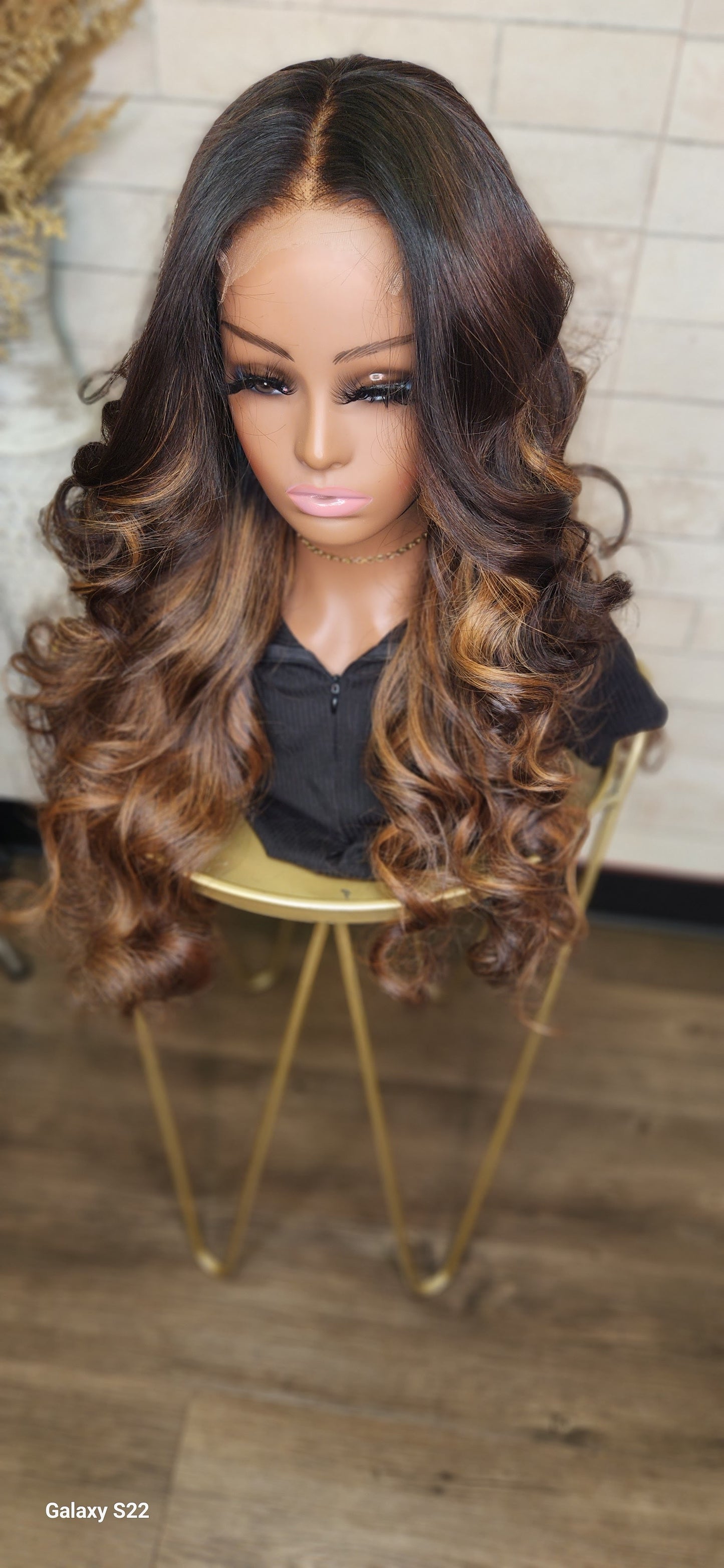 26” Loose Wave Closure Caramel & Brown Balayage Wig
