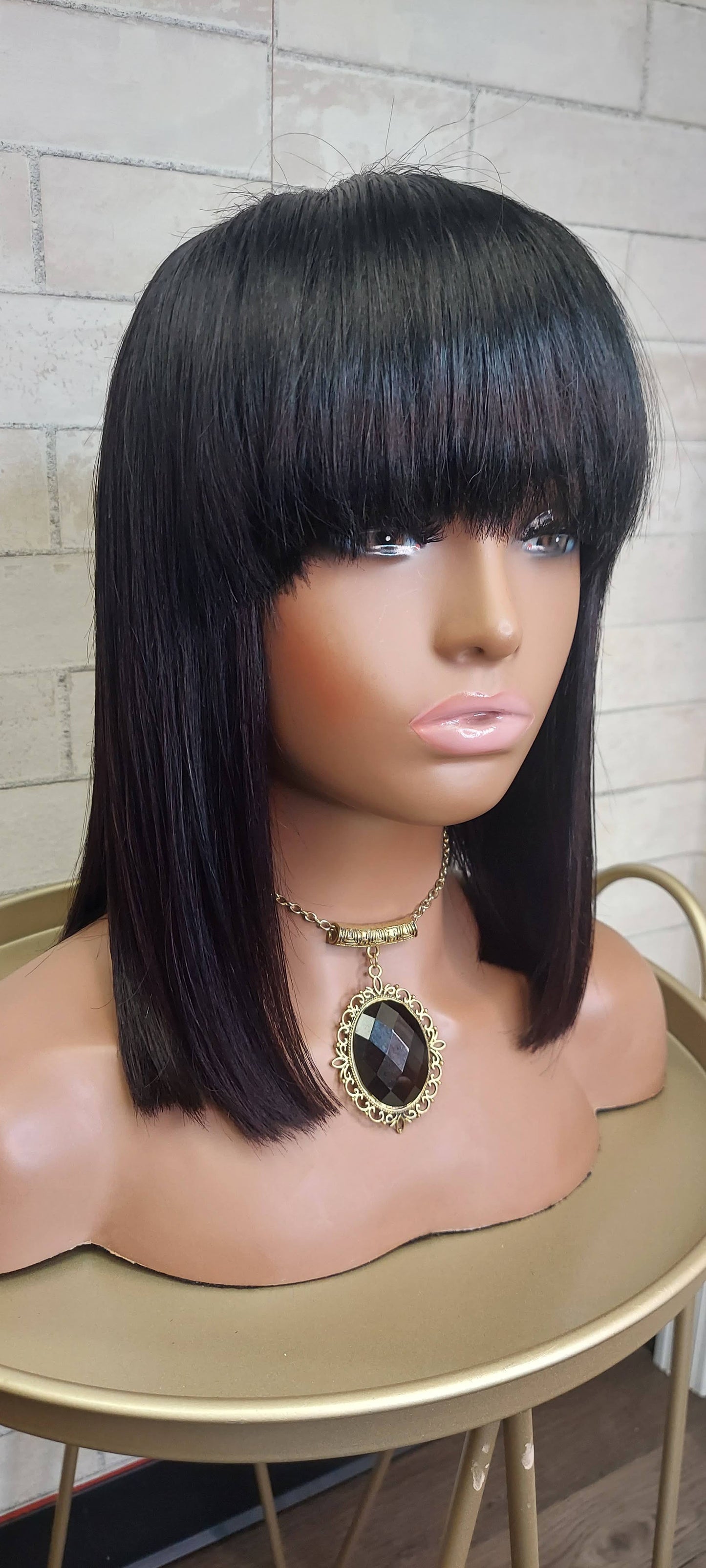 Jet Black Bob Wig with Bangs