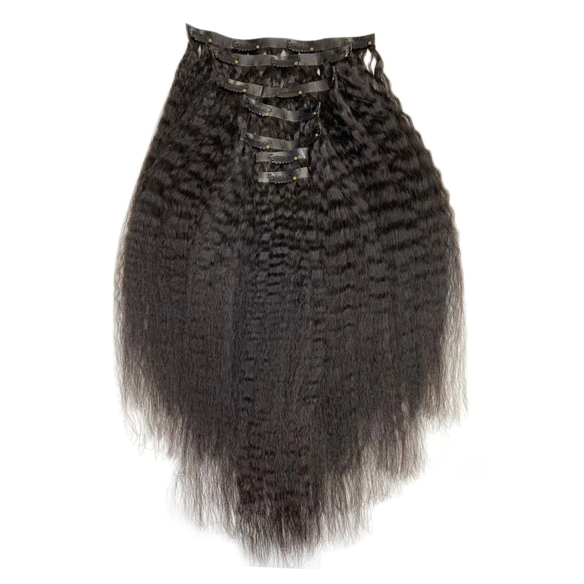 Kinky Straight Seamless Clip-In Hair Extensions